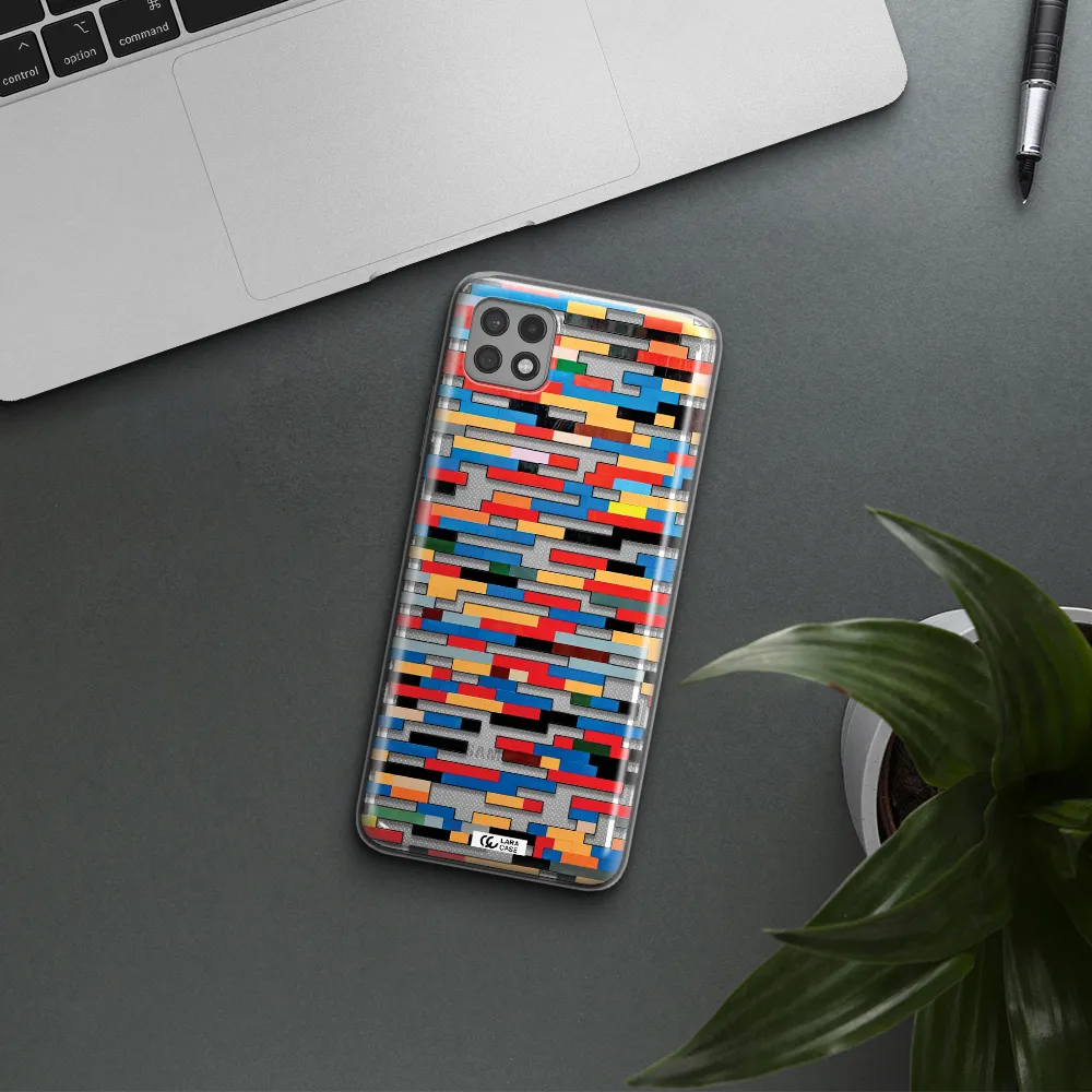 a colorful rectangular pattern on a white surface Samsung A22 5g Clear TPU Case