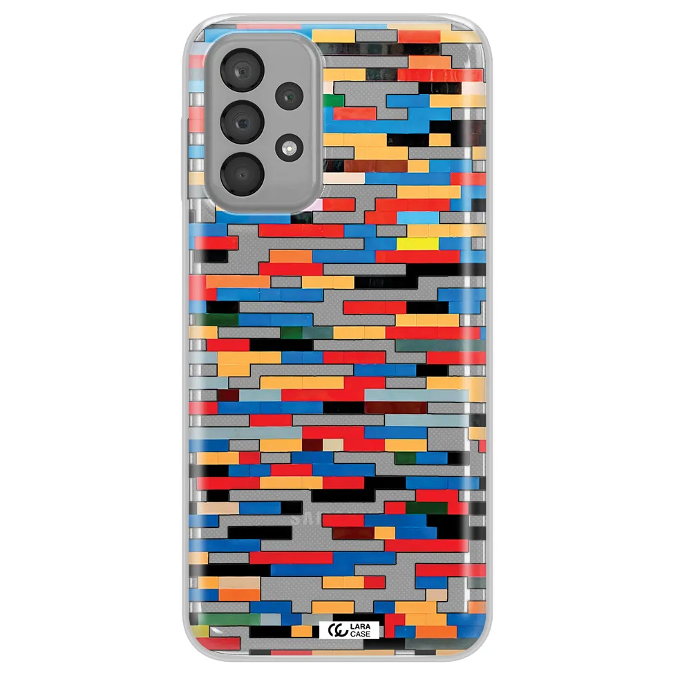 a colorful rectangular pattern on a white surface Samsung A23 Clear TPU Case