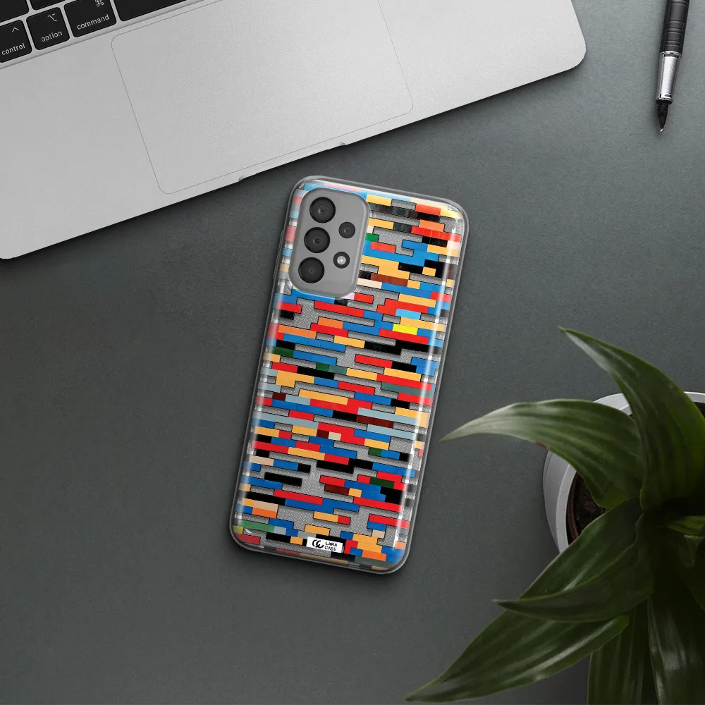 a colorful rectangular pattern on a white surface Samsung A23 Clear TPU Case
