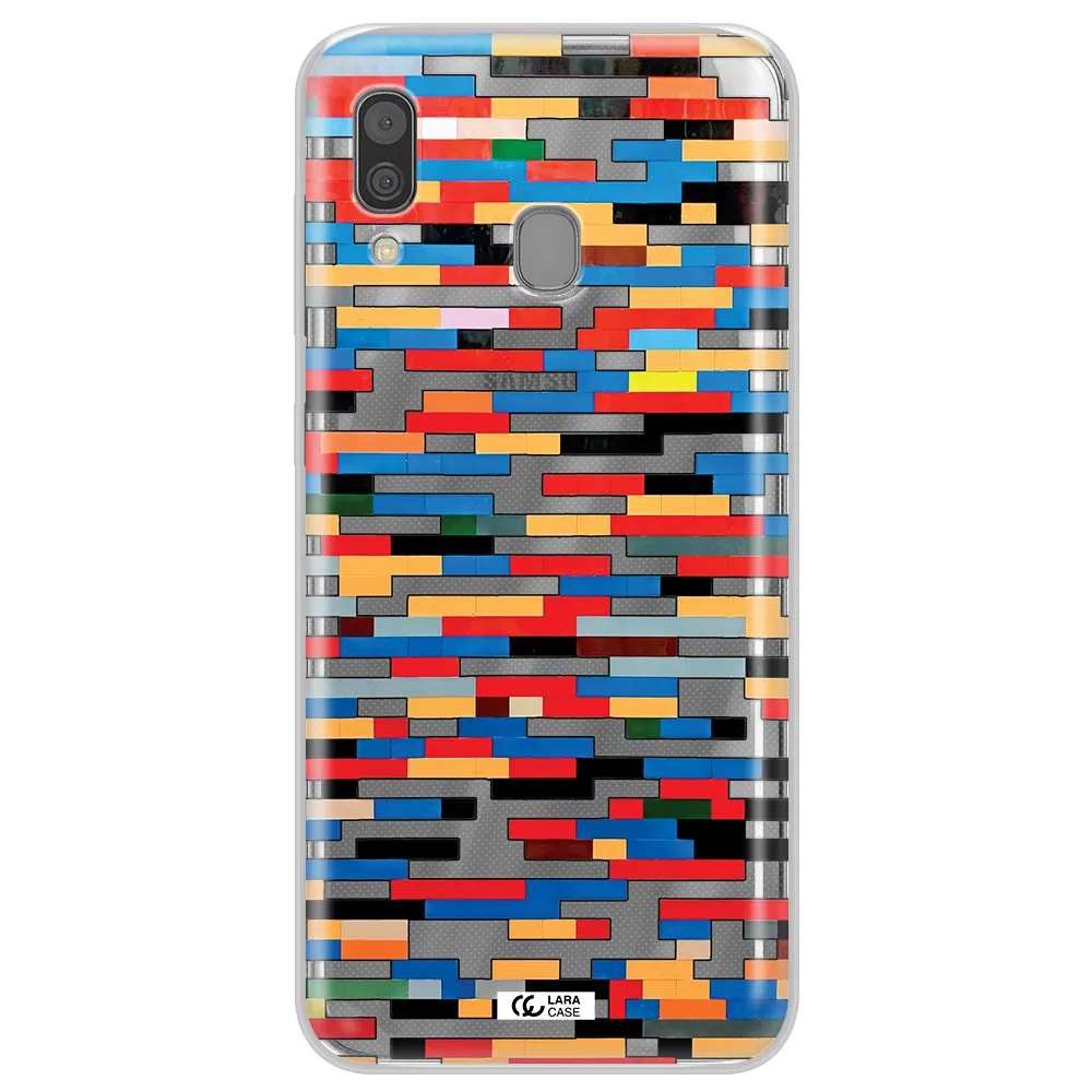 a colorful rectangular pattern on a white surface Samsung A30 Clear TPU Case