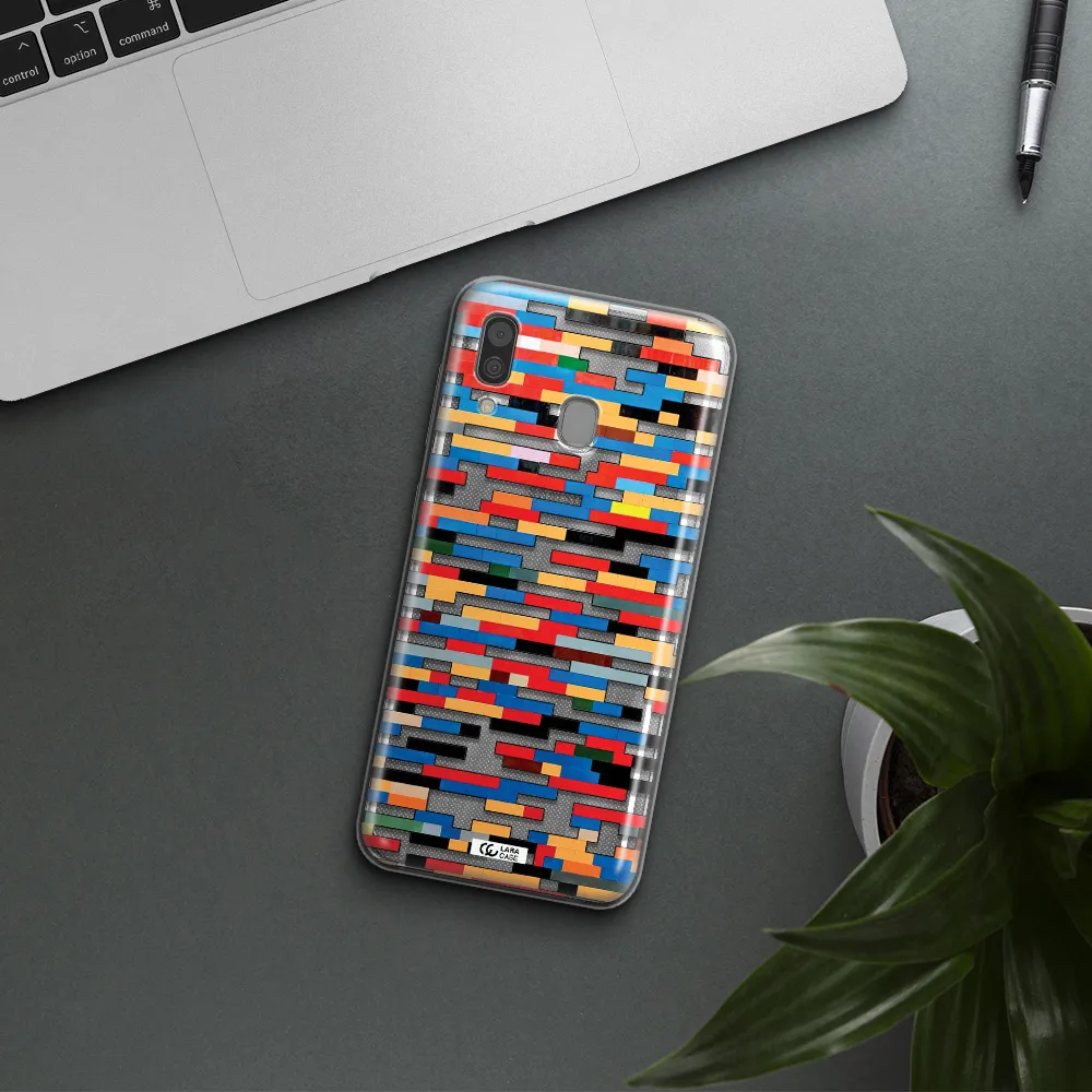 a colorful rectangular pattern on a white surface Samsung A30 Clear TPU Case