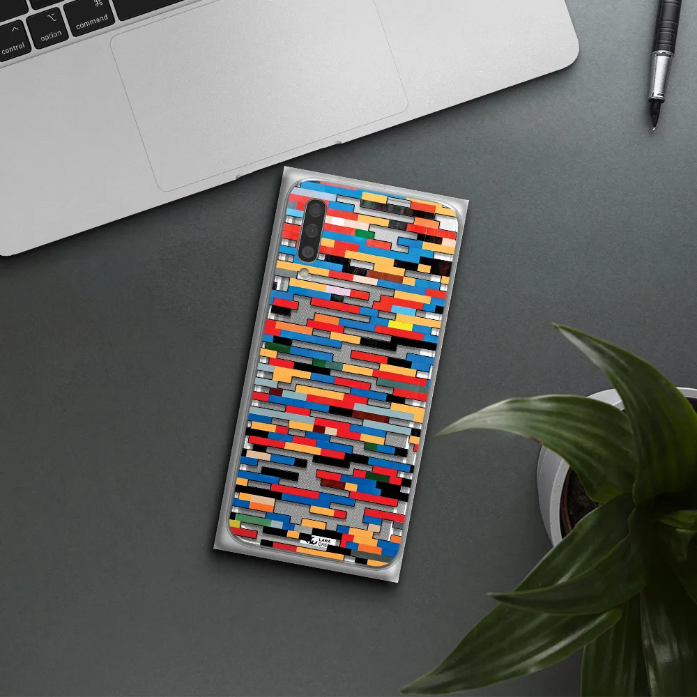 A Colorful Rectangular Pattern On A White Surface Samsung A50S Clear Tpu Case