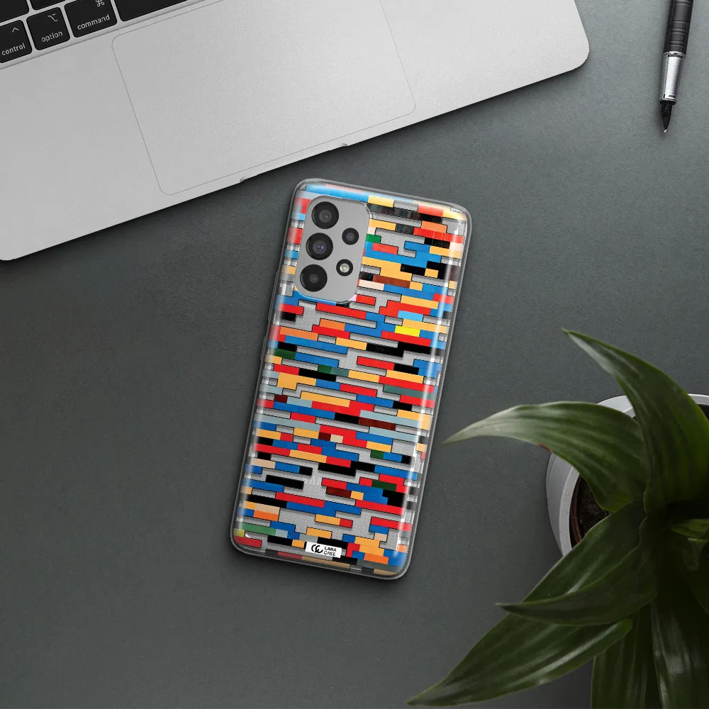 a colorful rectangular pattern on a white surface Samsung A53 Clear TPU Case