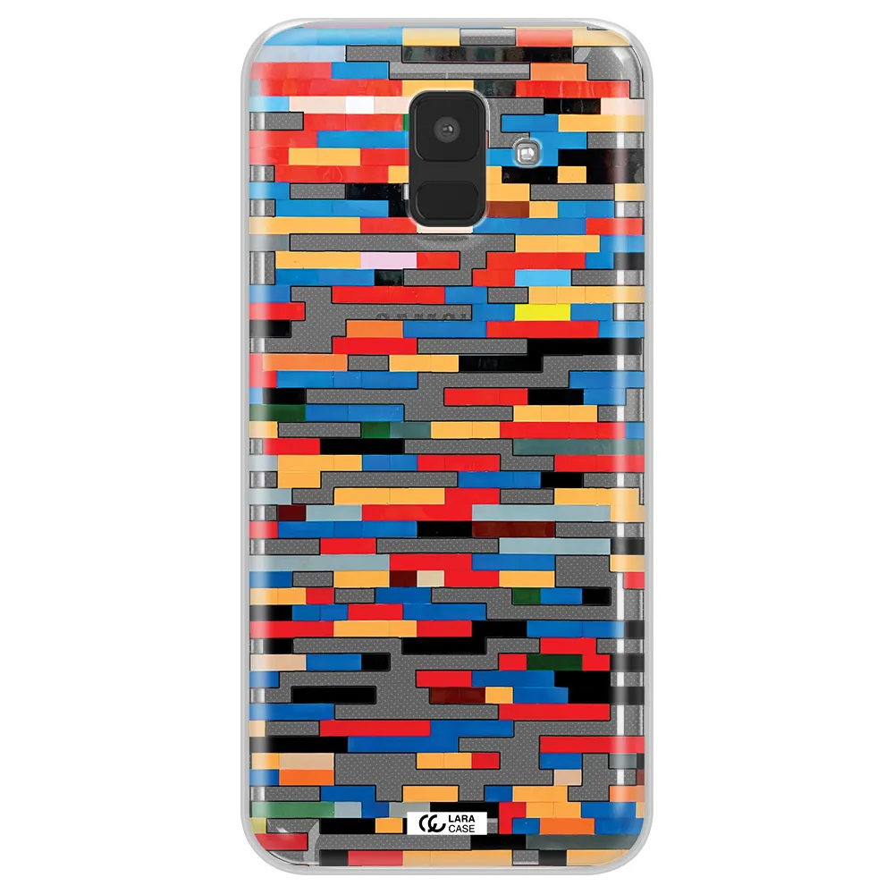 a colorful rectangular pattern on a white surface Samsung A6 Clear TPU Case
