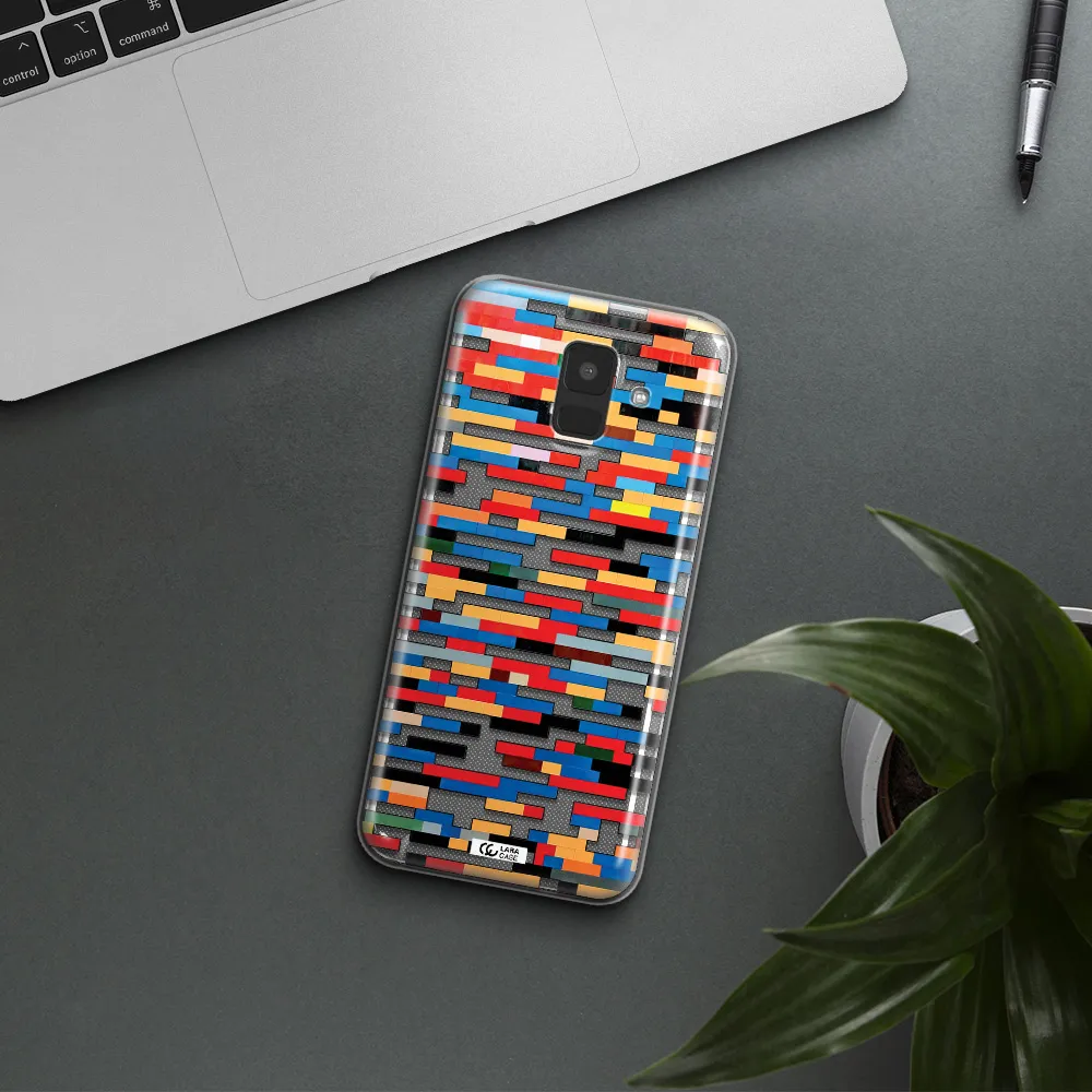 a colorful rectangular pattern on a white surface Samsung A6 Clear TPU Case