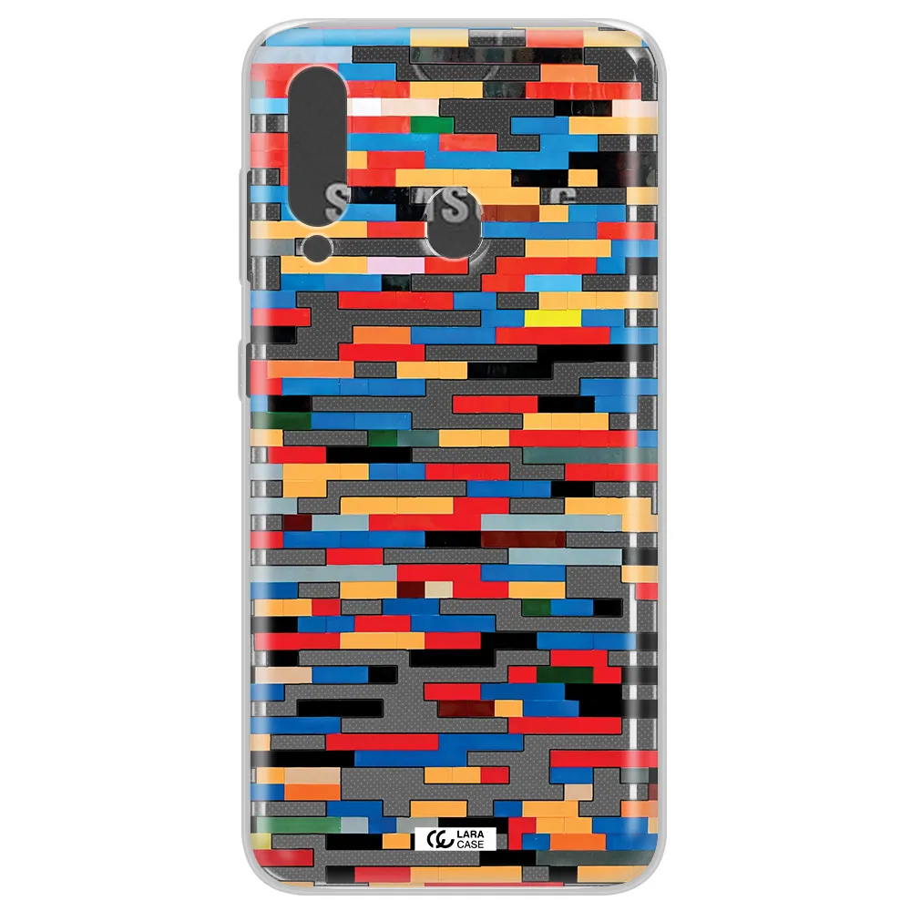 a colorful rectangular pattern on a white surface Samsung A60 Clear TPU Case