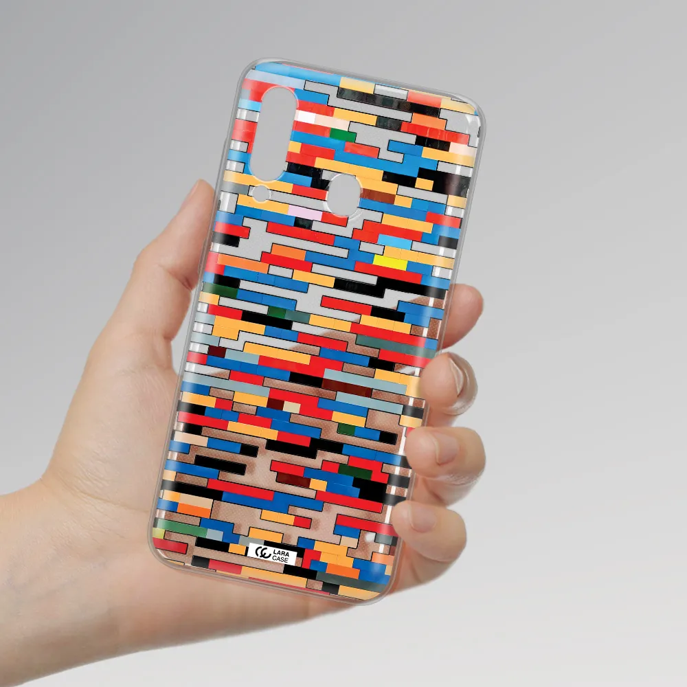 a colorful rectangular pattern on a white surface Samsung A60 Clear TPU Case