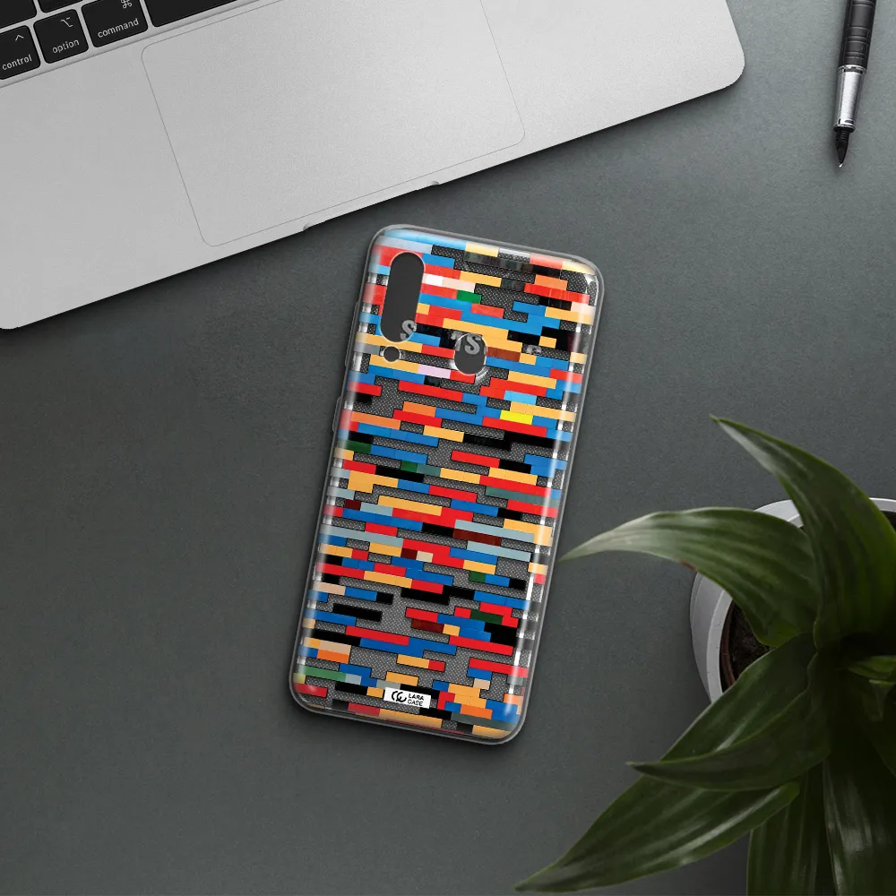 a colorful rectangular pattern on a white surface Samsung A60 Clear TPU Case