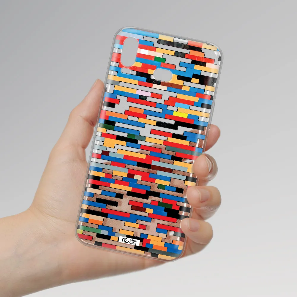 a colorful rectangular pattern on a white surface Samsung A6S Clear TPU Case