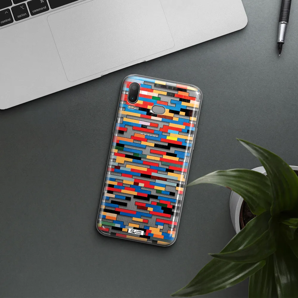 a colorful rectangular pattern on a white surface Samsung A6S Clear TPU Case