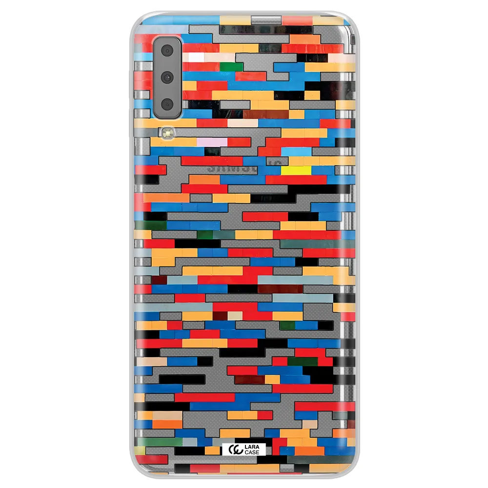 a colorful rectangular pattern on a white surface Samsung A7 2018 Clear TPU Case