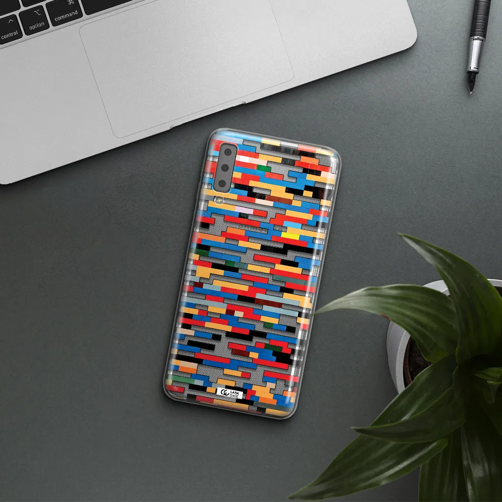 a colorful rectangular pattern on a white surface Samsung A7 2018 Clear TPU Case