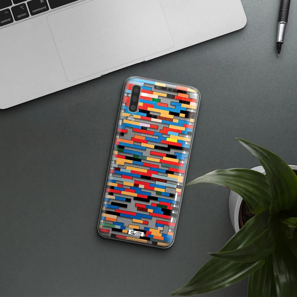 A Colorful Rectangular Pattern On A White Surface Samsung A70S Clear Tpu Case