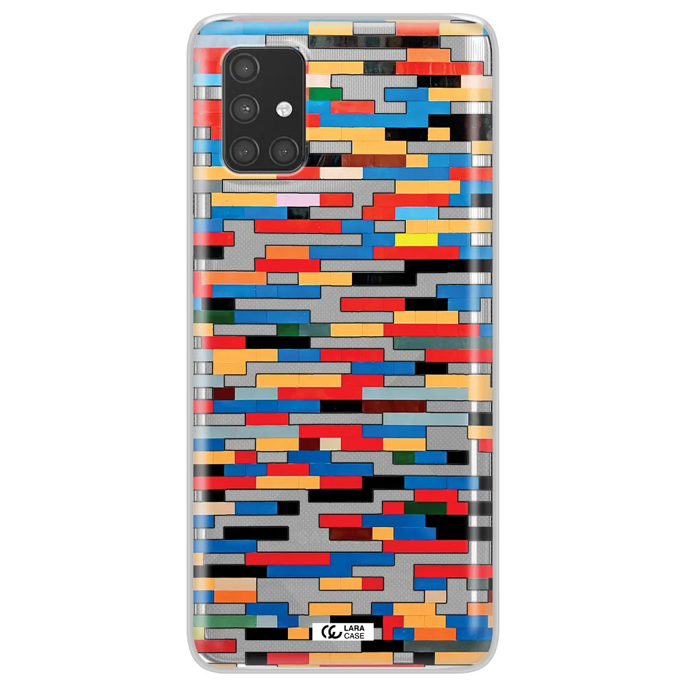 a colorful rectangular pattern on a white surface Samsung A71 Clear TPU Case
