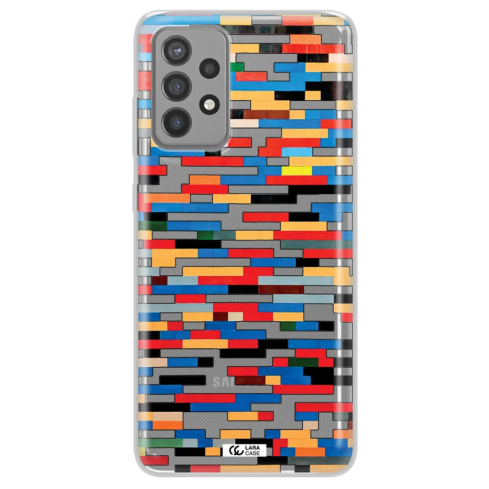 a colorful rectangular pattern on a white surface Samsung A72 Clear TPU Case