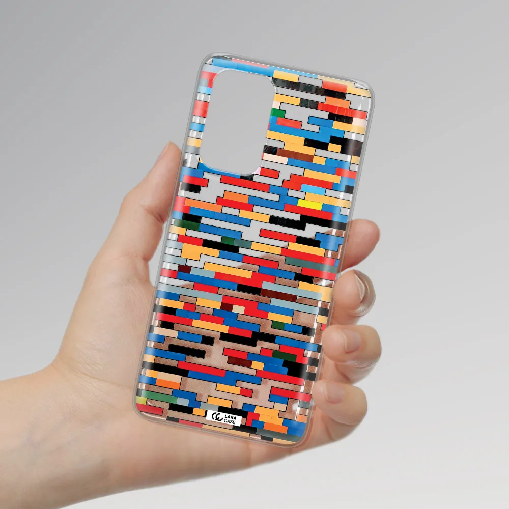 a colorful rectangular pattern on a white surface Samsung A73 Clear TPU Case