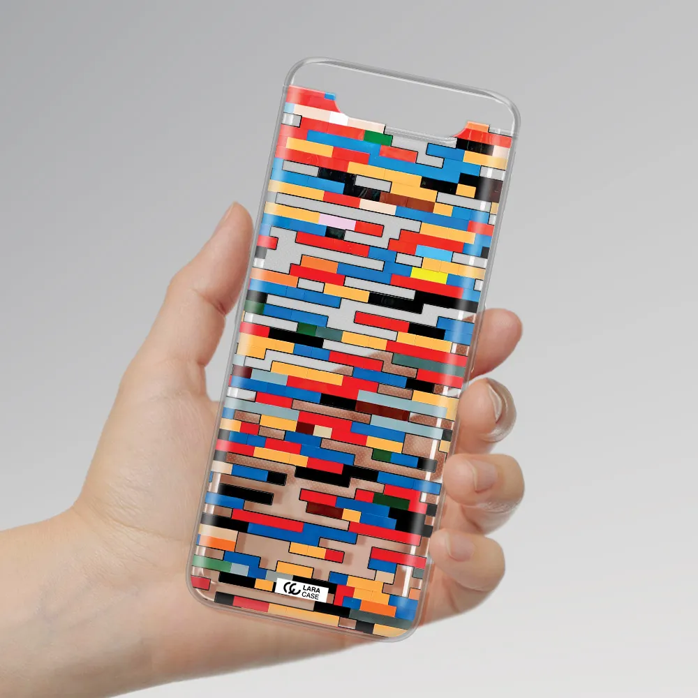 a colorful rectangular pattern on a white surface Samsung A80 Clear TPU Case