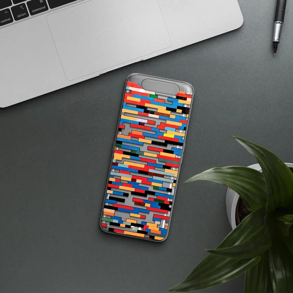 a colorful rectangular pattern on a white surface Samsung A80 Clear TPU Case