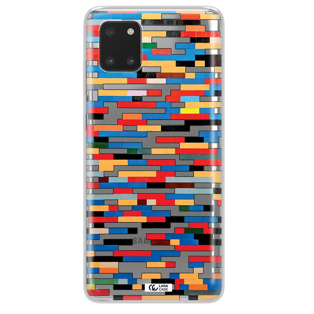 a colorful rectangular pattern on a white surface Samsung A81 Clear TPU Case