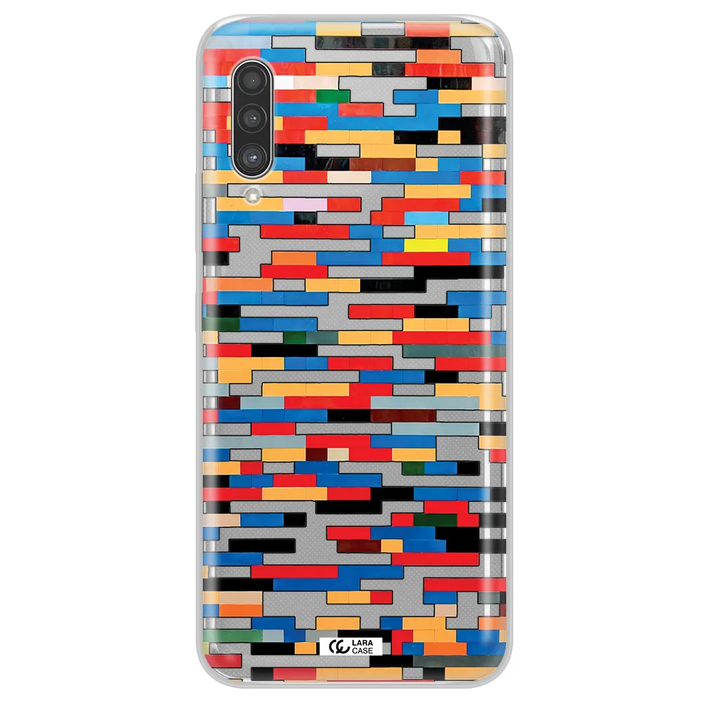 a colorful rectangular pattern on a white surface Samsung A90 Clear TPU Case