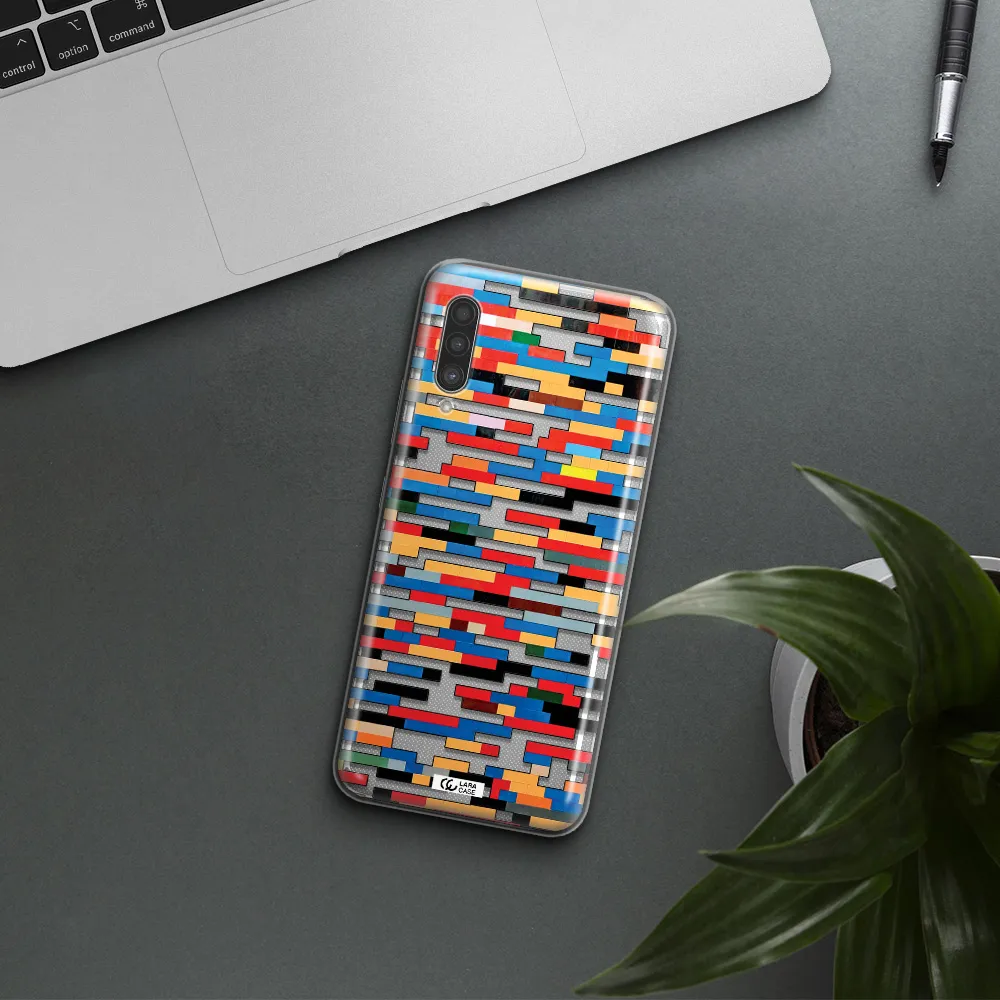 a colorful rectangular pattern on a white surface Samsung A90 Clear TPU Case