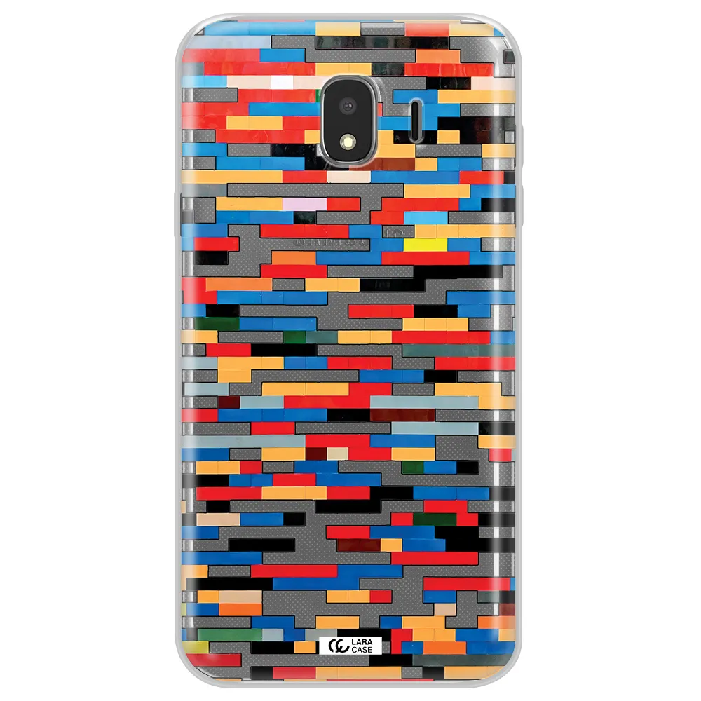a colorful rectangular pattern on a white surface Samsung J4 Clear TPU Case