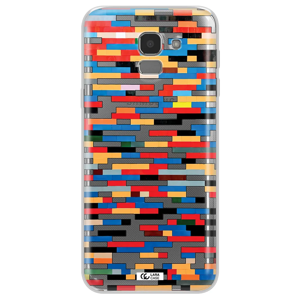 a colorful rectangular pattern on a white surface Samsung J6 Clear TPU Case
