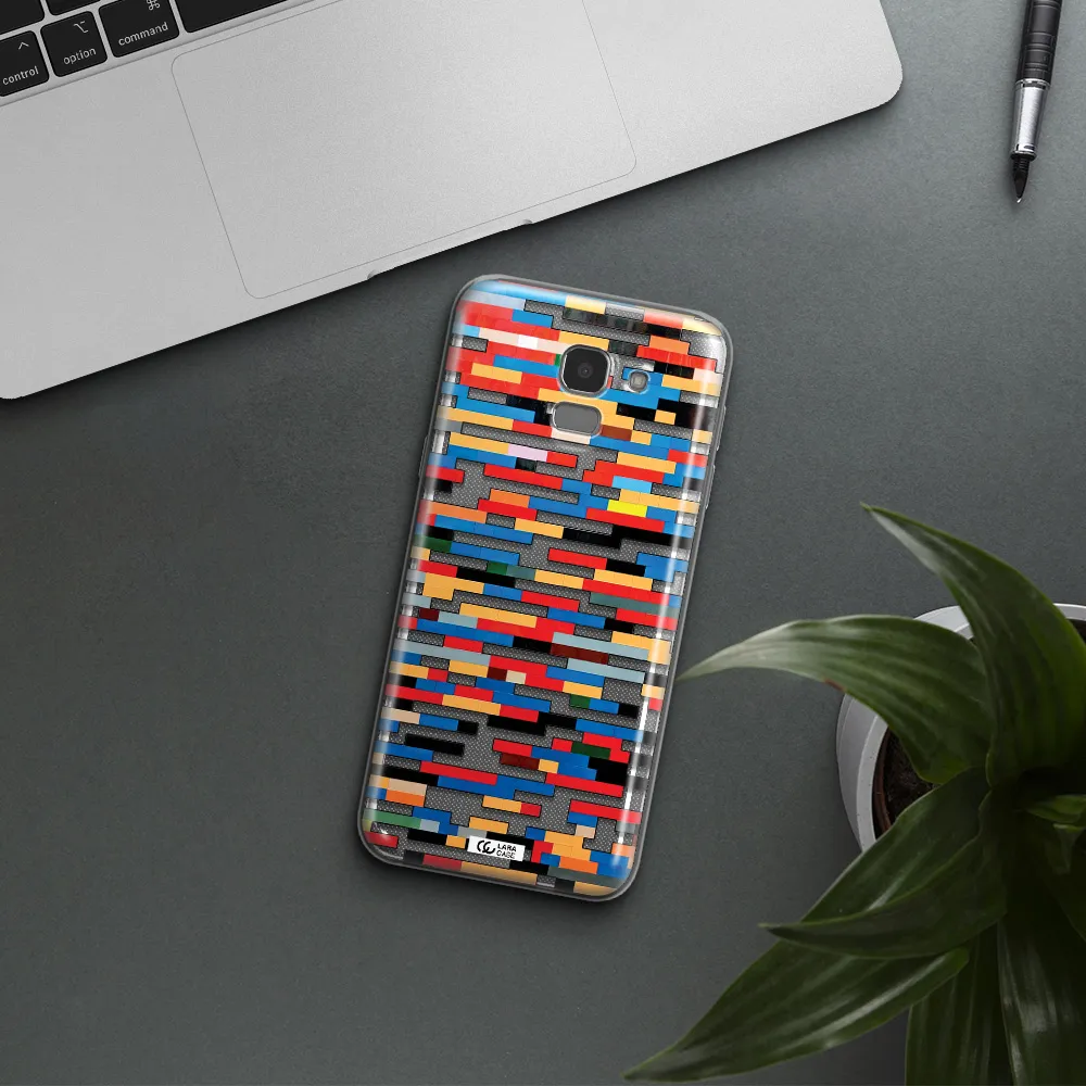 a colorful rectangular pattern on a white surface Samsung J6 Clear TPU Case