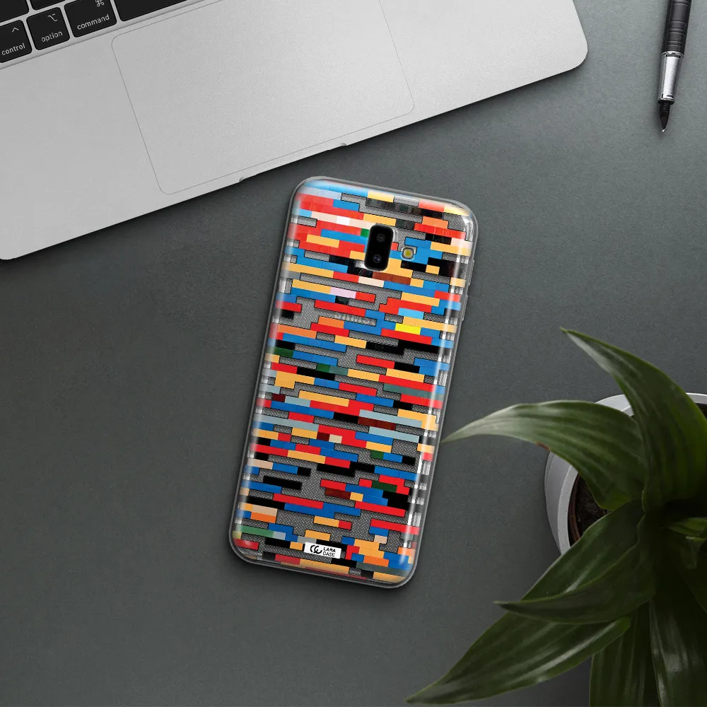 a colorful rectangular pattern on a white surface Samsung J6 Plus Clear TPU Case