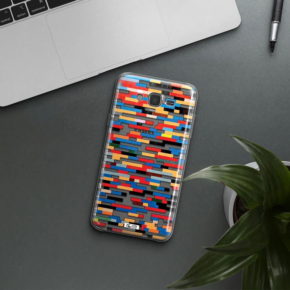 a colorful rectangular pattern on a white surface Samsung J7 2015 Clear TPU Case