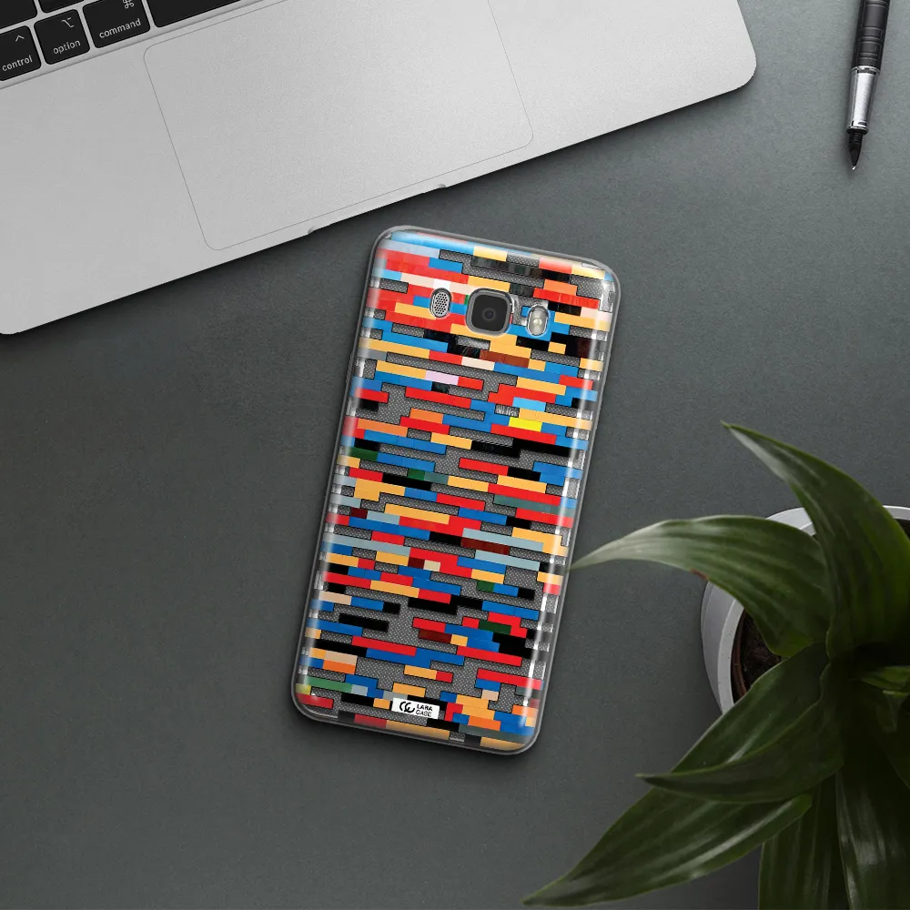 a colorful rectangular pattern on a white surface Samsung J7 2016 Clear TPU Case