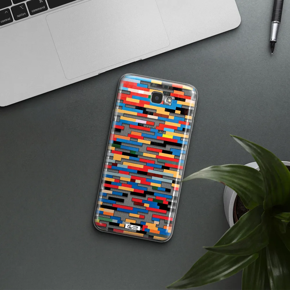 a colorful rectangular pattern on a white surface Samsung J7 Prim Clear TPU Case