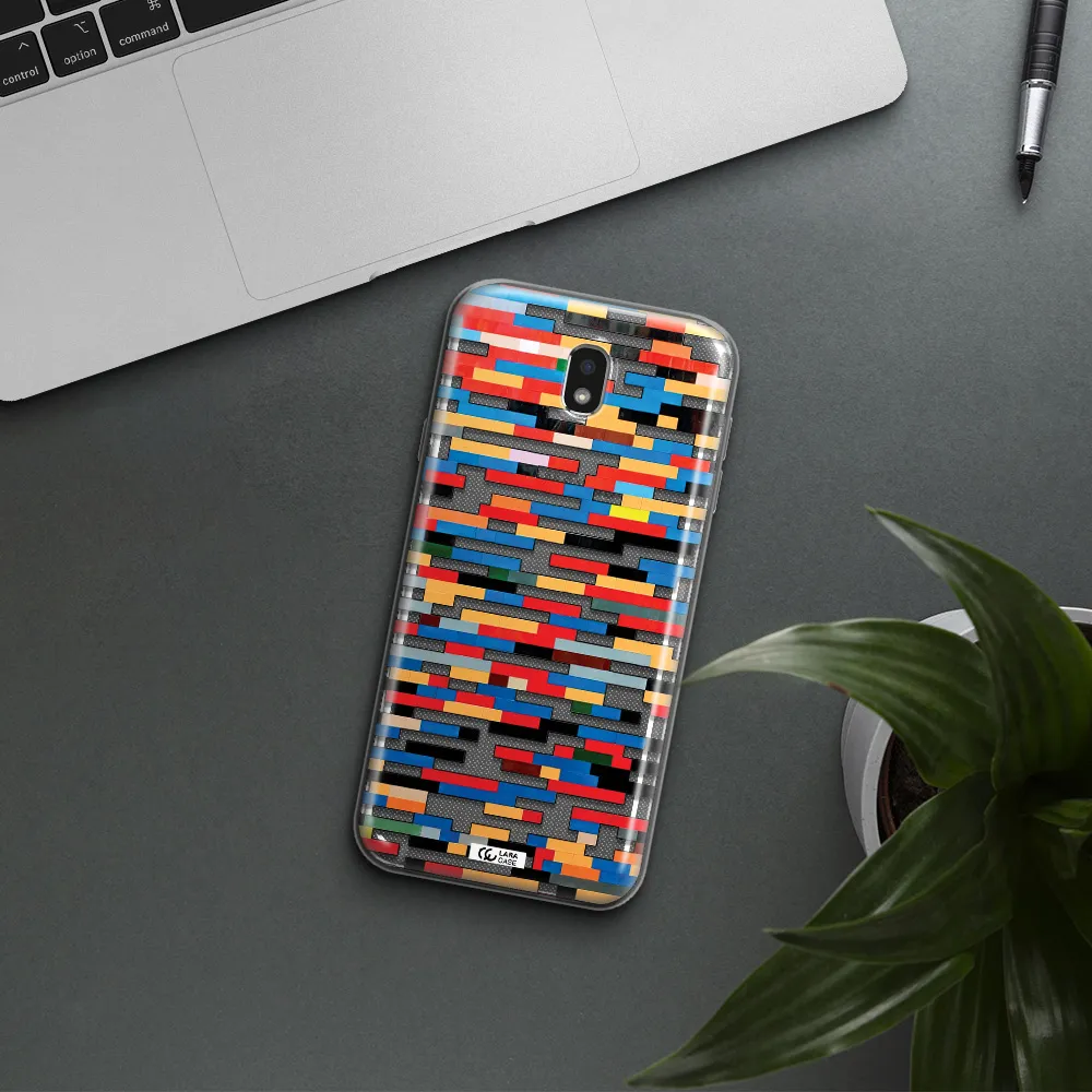 a colorful rectangular pattern on a white surface Samsung J7 Pro Clear TPU Case