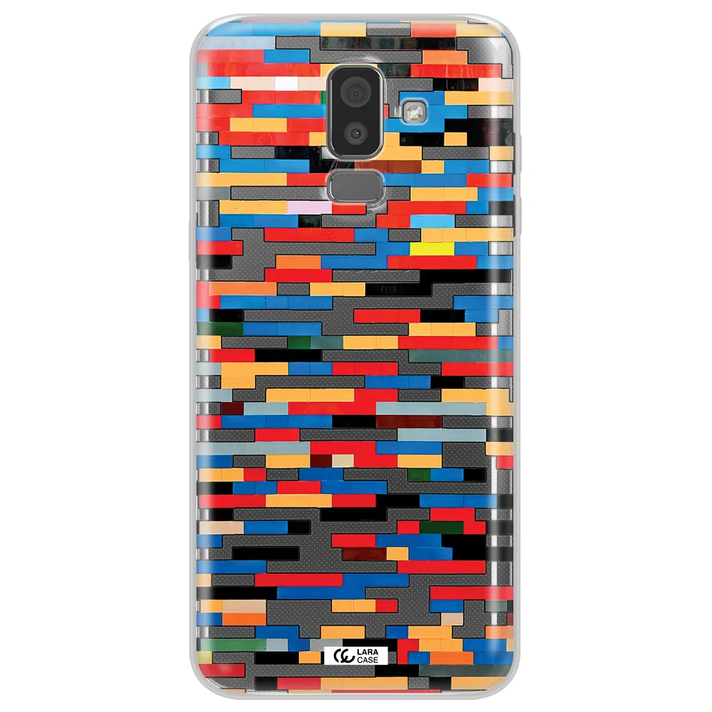 a colorful rectangular pattern on a white surface Samsung J8 Clear TPU Case
