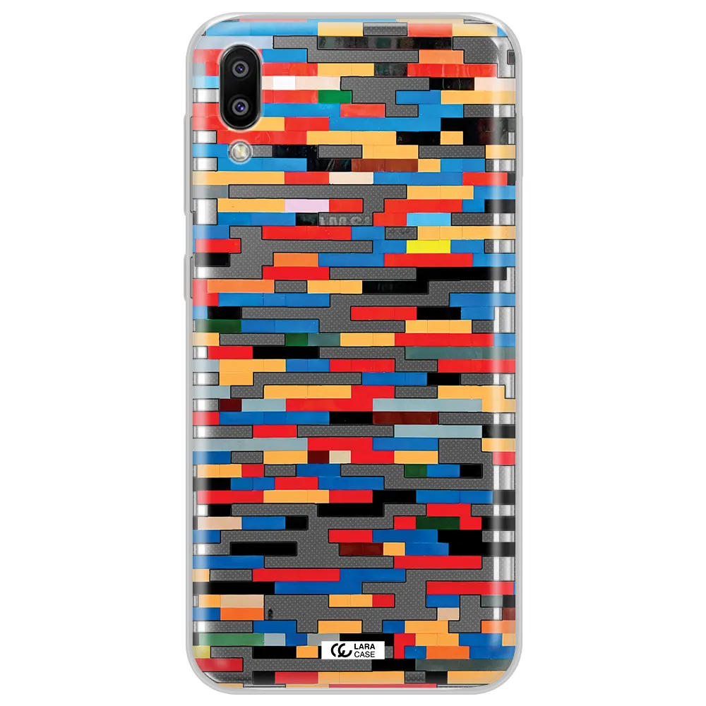 a colorful rectangular pattern on a white surface Samsung M10 Clear TPU Case