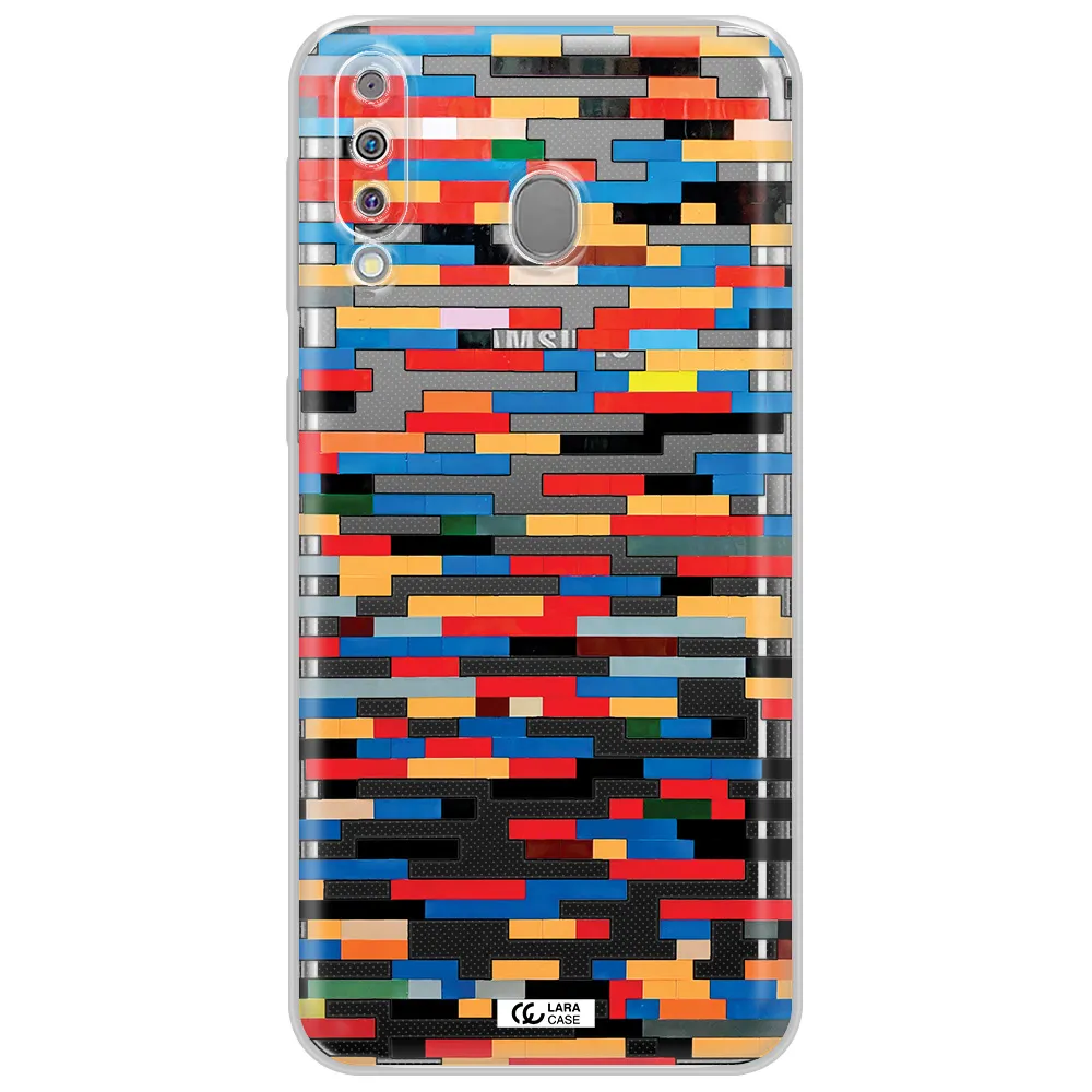 a colorful rectangular pattern on a white surface Samsung M30 Clear TPU Case