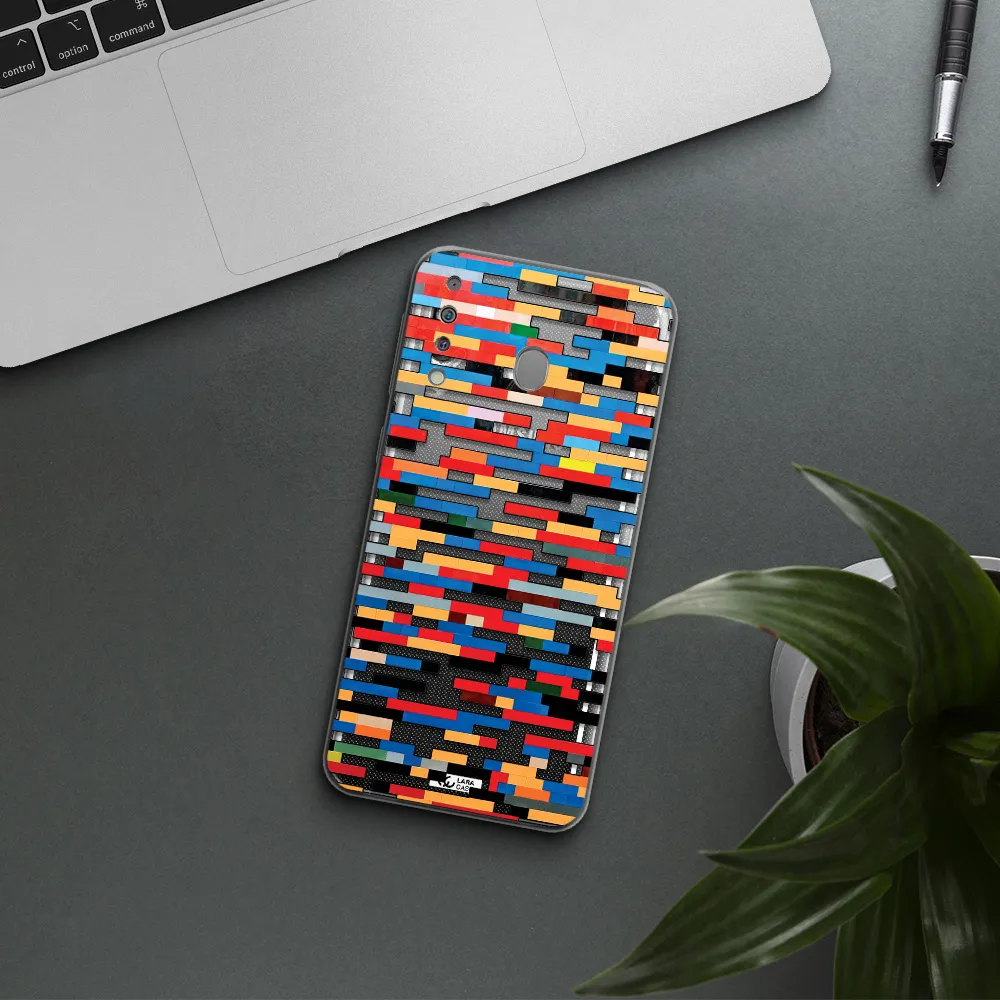 a colorful rectangular pattern on a white surface Samsung M30 Clear TPU Case