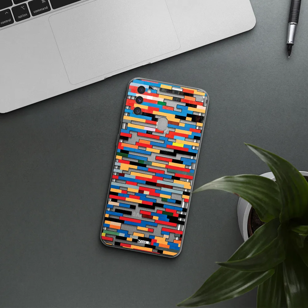 a colorful rectangular pattern on a white surface Samsung M30S Clear TPU Case