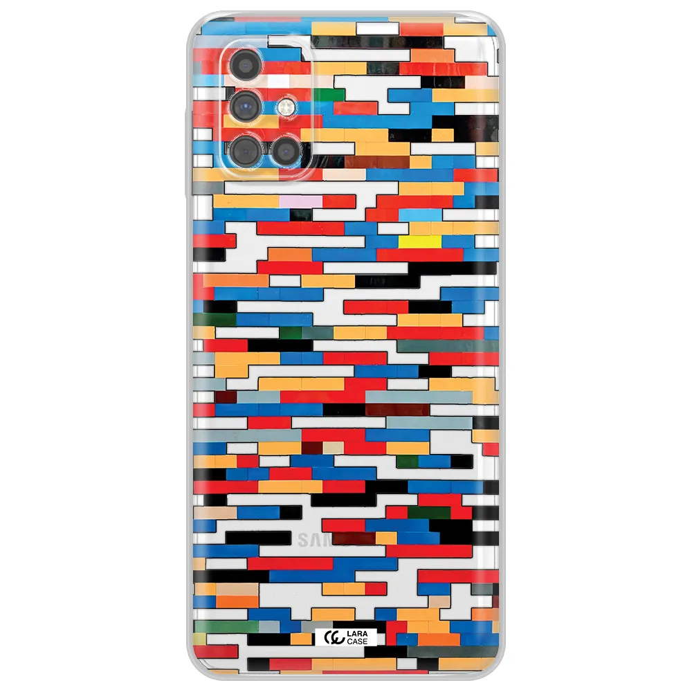 a colorful rectangular pattern on a white surface Samsung M51 Clear TPU Case