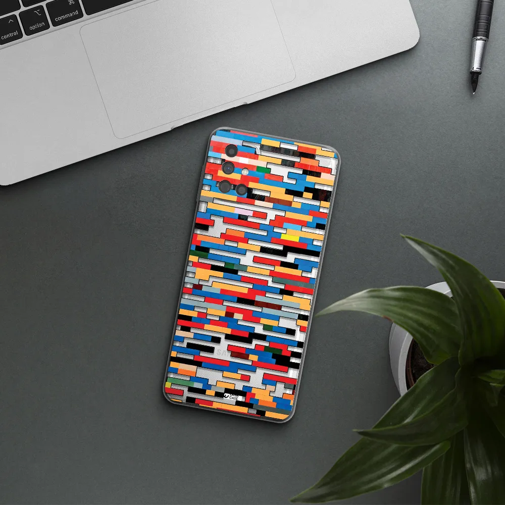 a colorful rectangular pattern on a white surface Samsung M51 Clear TPU Case