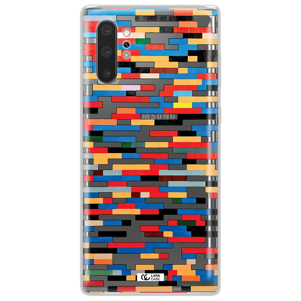 a colorful rectangular pattern on a white surface Samsung Note 10 Plus Clear TPU Case