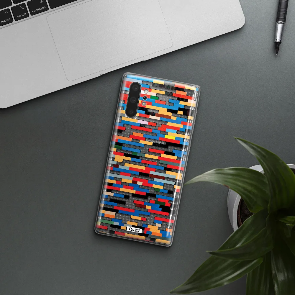 a colorful rectangular pattern on a white surface Samsung Note 10 Plus Clear TPU Case