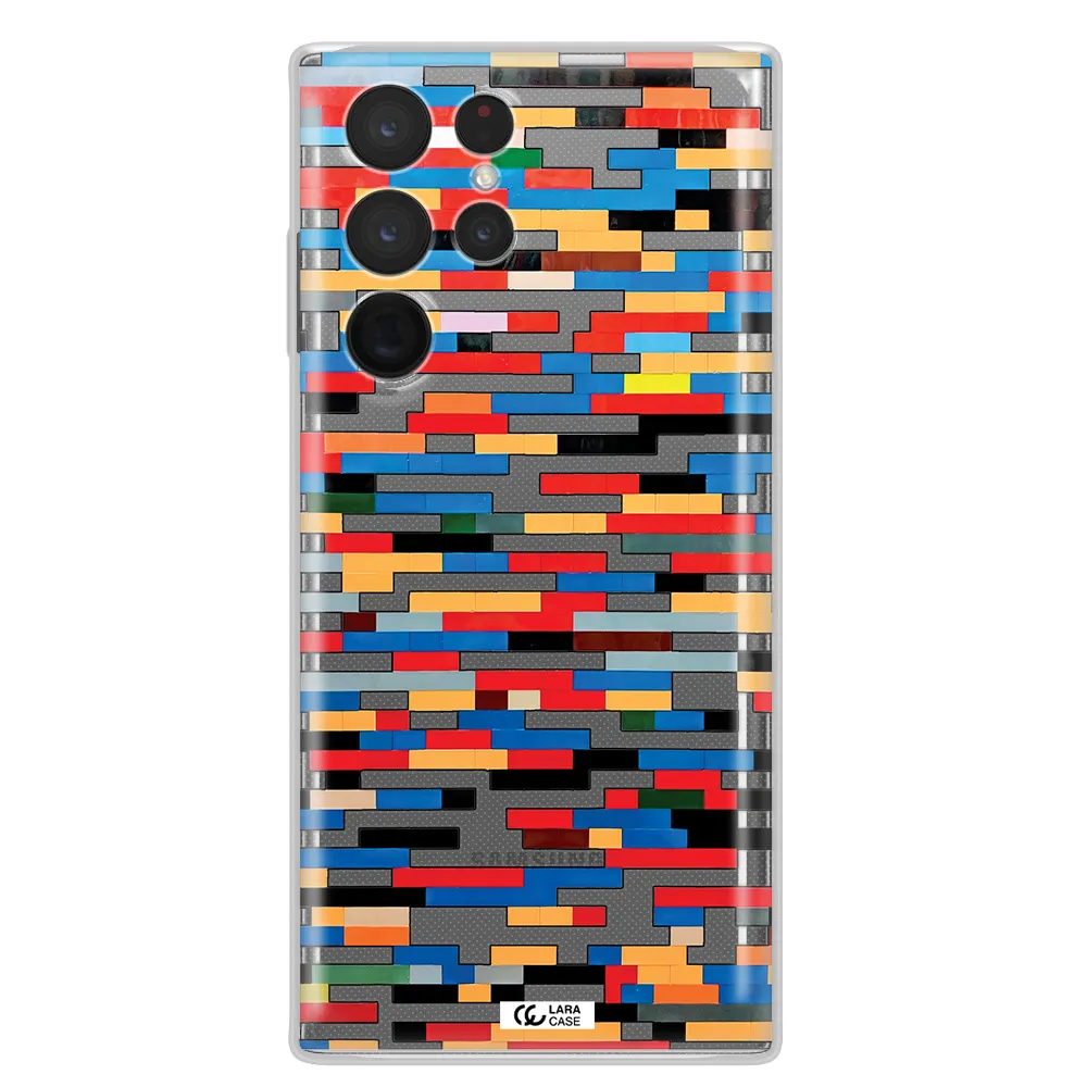 a colorful rectangular pattern on a white surface Samsung S 22 Ultra Clear TPU Case