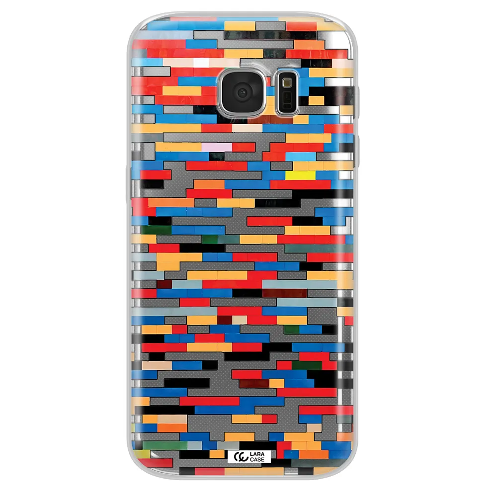 a colorful rectangular pattern on a white surface Samsung S 7 Clear TPU Case