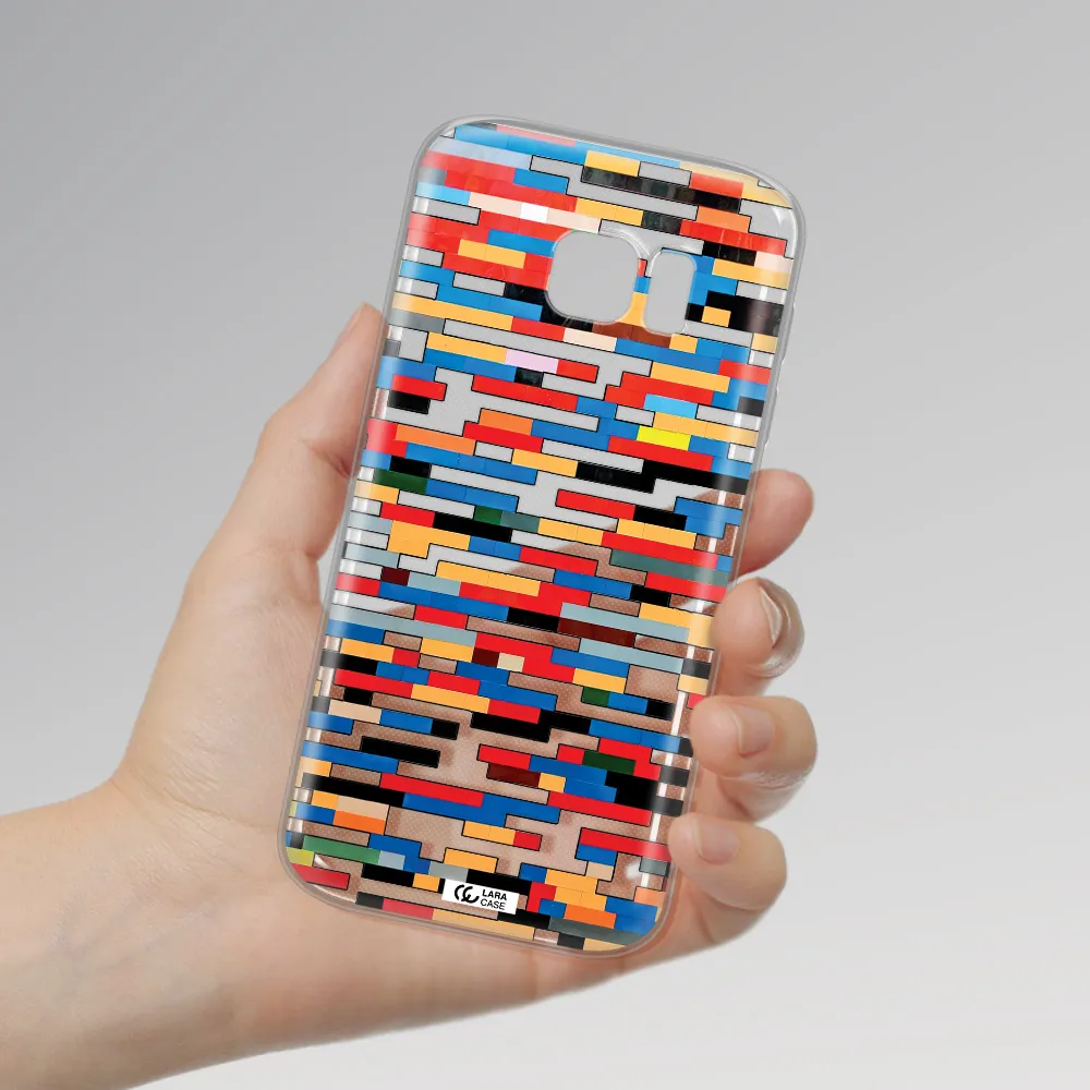 a colorful rectangular pattern on a white surface Samsung S 7 Clear TPU Case