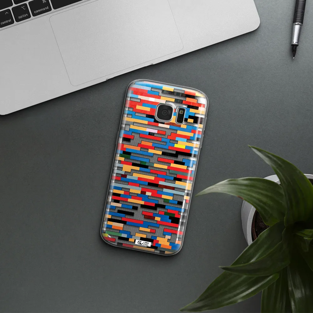 a colorful rectangular pattern on a white surface Samsung S 7 Clear TPU Case