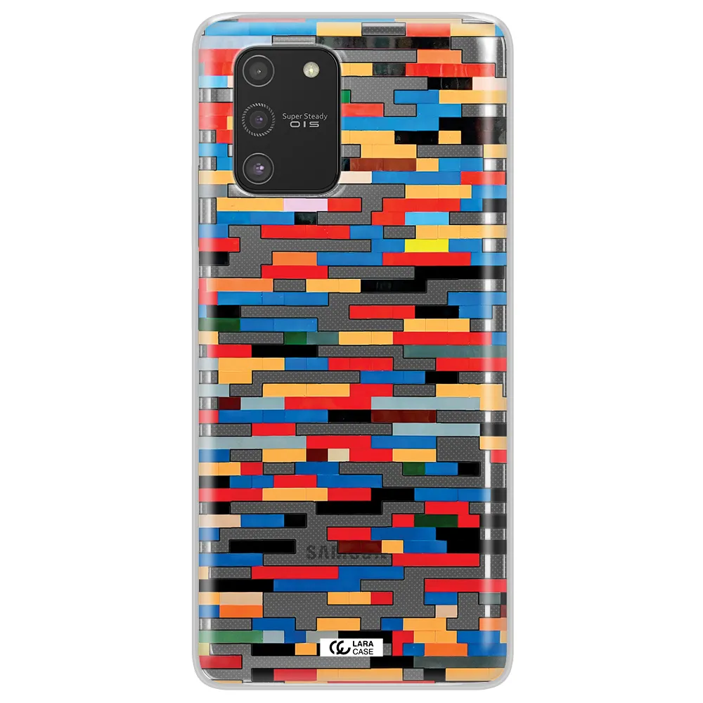 a colorful rectangular pattern on a white surface Samsung S10 Lite Clear TPU Case