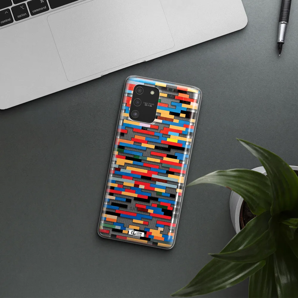 a colorful rectangular pattern on a white surface Samsung S10 Lite Clear TPU Case