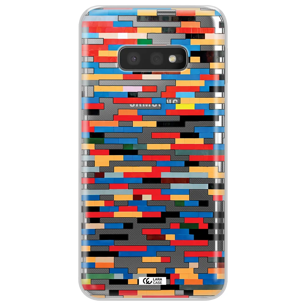 a colorful rectangular pattern on a white surface Samsung S10e Clear TPU Case
