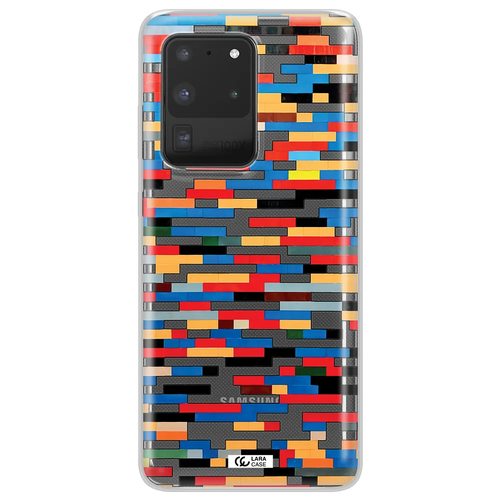 a colorful rectangular pattern on a white surface Samsung S20 Ultra Clear TPU Case